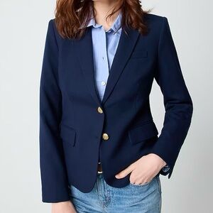 J.Crew Women's Navy Blue Schoolboy Wool Blend Blazer Jacket Size 2 Preppy